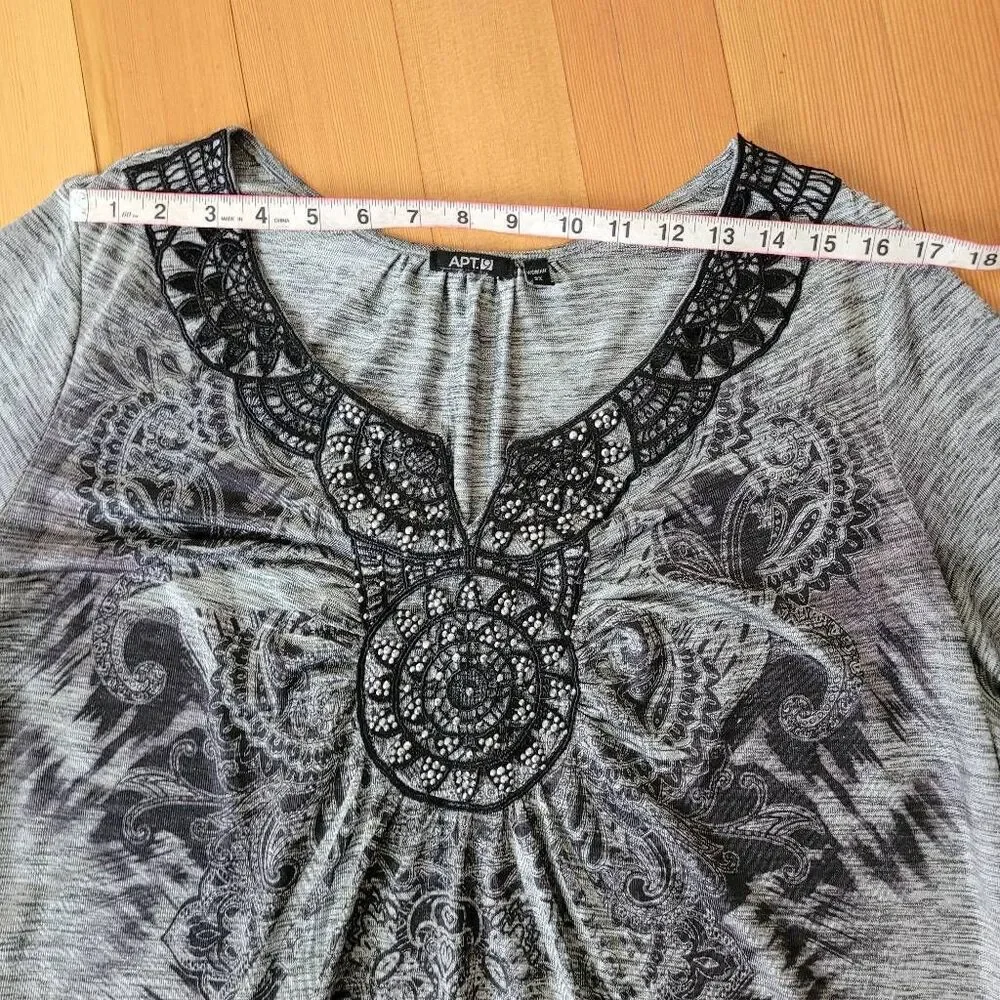 Vintage y2k apt 9 grey graphic top bedazzled grunge rocker punk - Picture 8 of 13